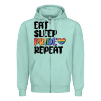 Seafoam eat sleep pride repeat Zipper Hoodie - MaliasSmallBusiness