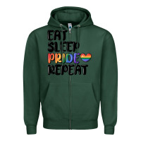 Sports Green eat sleep pride repeat Zipper Hoodie - MaliasSmallBusiness