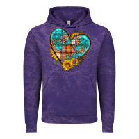 Cloud Purple fall pattern heart with sunflower Vintage Hoodie - HRA Design Shop