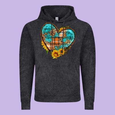 Fall Pattern Heart With Sunflower Vintage Hoodie Designed By Hra Design Shop