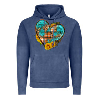 Vintage Denim fall pattern heart with sunflower Vintage Hoodie - HRA Design Shop