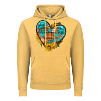 Vintage Mustard fall pattern heart with sunflower Vintage Hoodie - HRA Design Shop