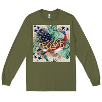 Army Green statue of liberty leopard Long Sleeve Tee - BundleAndBundleShop