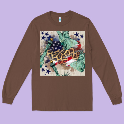 Statue Of Liberty Leopard Long Sleeve Tee Designed By Bundleandbundleshop