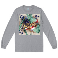 Heather Grey statue of liberty leopard Long Sleeve Tee - BundleAndBundleShop