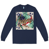 Navy statue of liberty leopard Long Sleeve Tee - BundleAndBundleShop