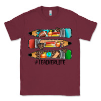 Burgundy #teacherlife pencils Classic Tee - JahusDesignShop