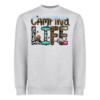 Heather Grey camping life Heavyweight Sweatshirt - CowhideDigitalArt