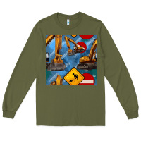 Army Green excavator seamless pattern Long Sleeve Tee - BundleAndBundleShop