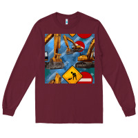 Burgundy excavator seamless pattern Long Sleeve Tee - BundleAndBundleShop