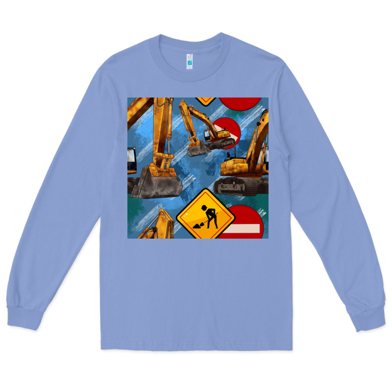 Excavator Seamless Pattern Long Sleeve Tee by BundleAndBundleShop | Teevron