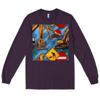 Plum excavator seamless pattern Long Sleeve Tee - BundleAndBundleShop