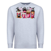 Heather Grey Scream Coffee Cups Premium Sweatshirt - MaliasSmallBusiness