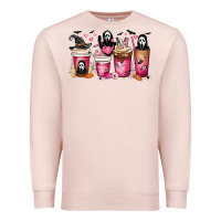 Pale Pink Scream Coffee Cups Premium Sweatshirt - MaliasSmallBusiness