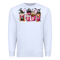 White Scream Coffee Cups Premium Sweatshirt - MaliasSmallBusiness