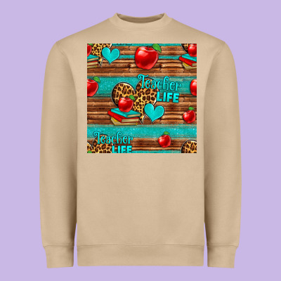Teacher Life Seamless Pattern Heavyweight Sweatshirt Designed By Hra Design Shop