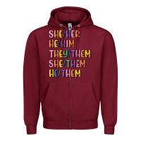 Burgundy lgbtq pronouns Zipper Hoodie - MaliasSmallBusiness