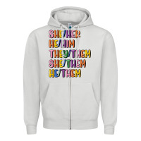 Dove Grey lgbtq pronouns Zipper Hoodie - MaliasSmallBusiness