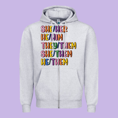 Lgbtq Pronouns Zipper Hoodie Designed By Maliassmallbusiness