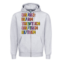 Heather Grey lgbtq pronouns Zipper Hoodie - MaliasSmallBusiness