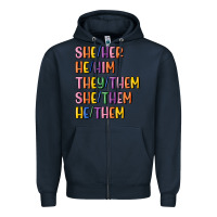 Navy lgbtq pronouns Zipper Hoodie - MaliasSmallBusiness