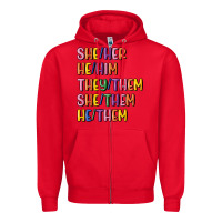 Red lgbtq pronouns Zipper Hoodie - MaliasSmallBusiness