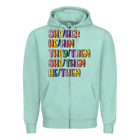 Seafoam lgbtq pronouns Zipper Hoodie - MaliasSmallBusiness