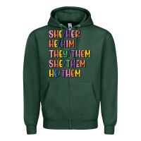 Sports Green lgbtq pronouns Zipper Hoodie - MaliasSmallBusiness
