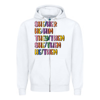 White lgbtq pronouns Zipper Hoodie - MaliasSmallBusiness