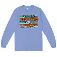Colony Blue serape cowhide sunflower background Long Sleeve Tee - AdoDesignShop