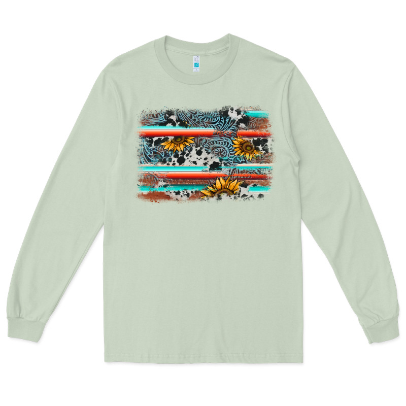 Serape Cowhide Sunflower Background Long Sleeve Tee by AdoDesignShop | Teevron
