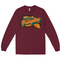 Burgundy hello pumpkin black Long Sleeve Tee - JahusDesignShop