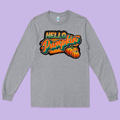 Hello Pumpkin Black Long Sleeve Tee Designed By Jahusdesignshop