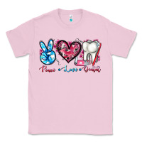Bubblegum Pink peace love dental Classic Tee - AdoDesignShop