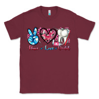 Burgundy peace love dental Classic Tee - AdoDesignShop