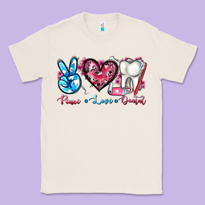 Peace Love Dental Classic Tee Designed By Adodesignshop