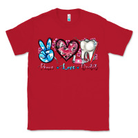 Red peace love dental Classic Tee - AdoDesignShop