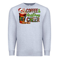 Heather Grey Coffee and Christmas cheer Premium Sweatshirt - NancyCooperArtShop