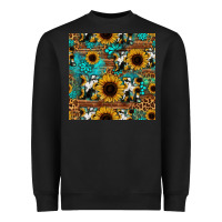 Black sunflower cowhide mom seamless pattern Heavyweight Sweatshirt - HRA Design Shop
