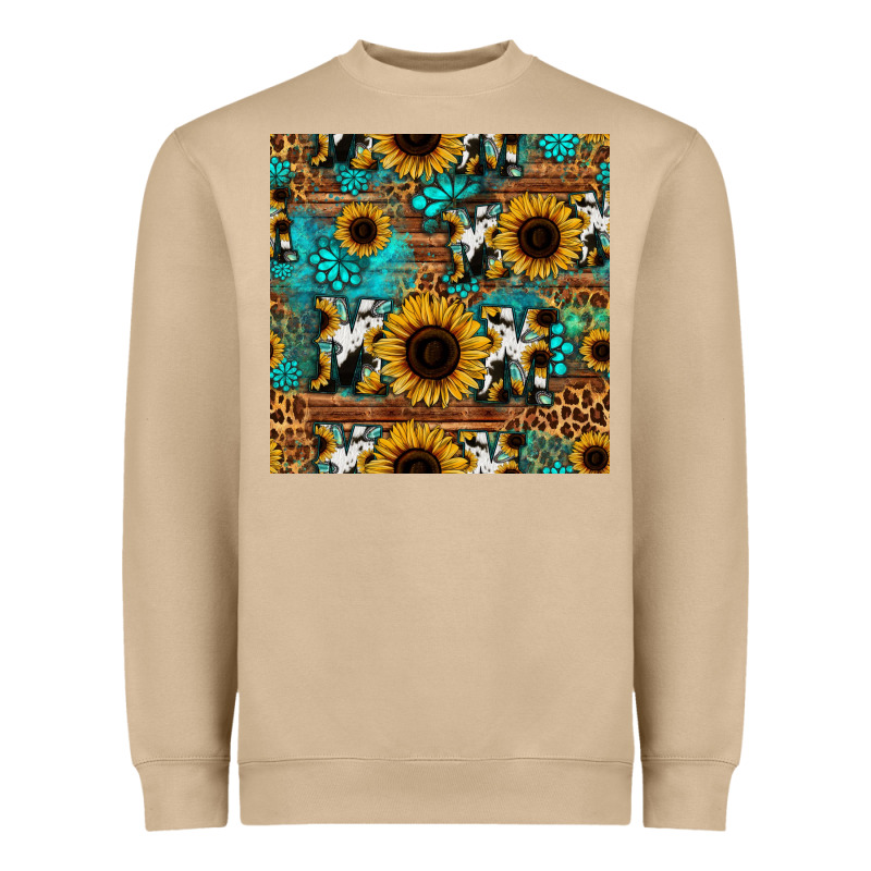 Sunflower Cowhide Mom Seamless Pattern Heavyweight Sweatshirt by HRA Design Shop | Teevron