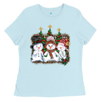 Baby Blue christmas snowman Ladies Tee - AdoDesignShop