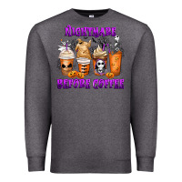 Charcoal Heather Nightmare Before Coffee Cups Premium Sweatshirt - MaliasSmallBusiness