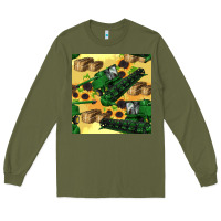 Army Green harvester seamless pattern Long Sleeve Tee - BundleAndBundleShop