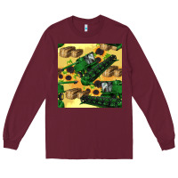 Burgundy harvester seamless pattern Long Sleeve Tee - BundleAndBundleShop