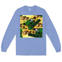 Colony Blue harvester seamless pattern Long Sleeve Tee - BundleAndBundleShop