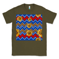Army Green 4th of july sunflower seamless  pattern Classic Tee - BundleAndBundleShop