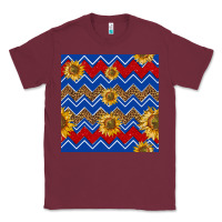 Burgundy 4th of july sunflower seamless  pattern Classic Tee - BundleAndBundleShop