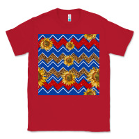 Red 4th of july sunflower seamless  pattern Classic Tee - BundleAndBundleShop