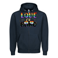 Navy love is blind Zipper Hoodie - MaliasSmallBusiness