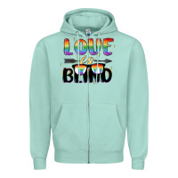 Seafoam love is blind Zipper Hoodie - MaliasSmallBusiness